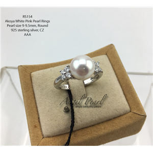 [RS154] Genuine White Pink Akoya Pearl Ring