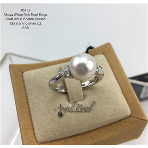 [RS152] Genuine White Pink Akoya Pearl Ring
