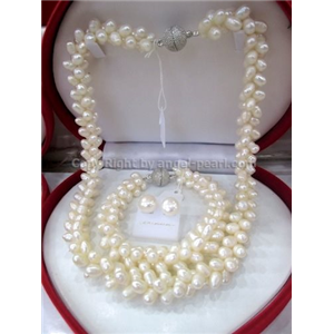 [SP06] White Stone Freshwater Pearl Set