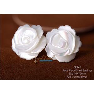 [ER245] Natural Pearl Shell Rose Earrings