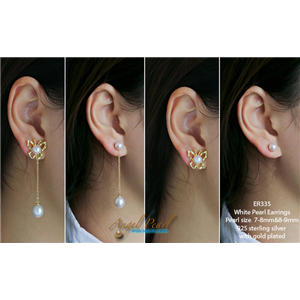 [ER335] Genuine White Freshwater Pearl Earrings