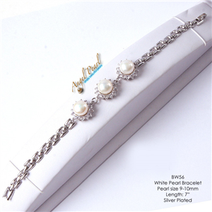 [BW56] Genuine White Freshwater Pearl Bracelet 