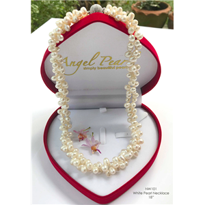 [NW101] Genuine White Freshwater Pearl Twisted Necklace