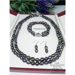 [SB_M29] Genuine Black Baroque Freshwater Pearl Set