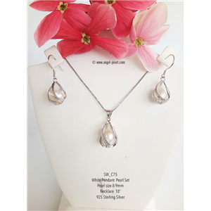 [SW_C75] Genuine Freshwater Pearl Pendant Set