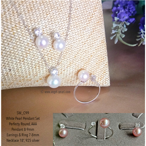 [SW_C99] Genuine Freshwater Pearl Pendant Set