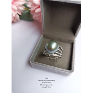 [RS260] Genuine Grey Tahitian Pearl Ring