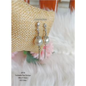 [ER518] Genuine Freshwater White Pearl Earrings