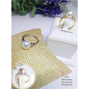 [RS239] Genuine White/Pink Freshwater Pearl Ring