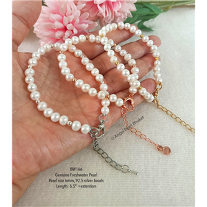 [BW166] สร้อยข้อมือไข่มุกแท้ Mini 6mm น่ารัก