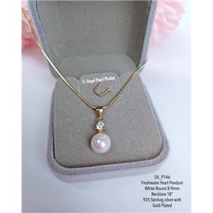 [SN_P146] Genuine Whtie Pearl Pendant with Necklace 