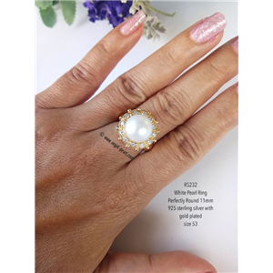 [RS232] Genuine White Freshwater Pearl Ring
