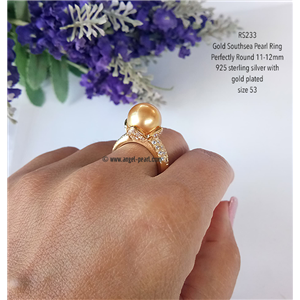 [RS233] Genuine Gold Southsea Pearl Ring