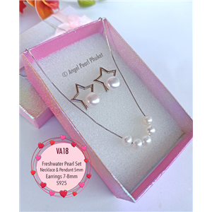 [VA18] Genuine Freshwater Pearl Pendant and Earrings Set