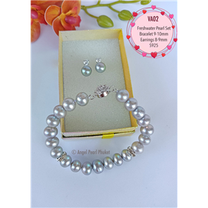 [VA02] Genuine Freshwater Pearl Bracelet and Earrings Set