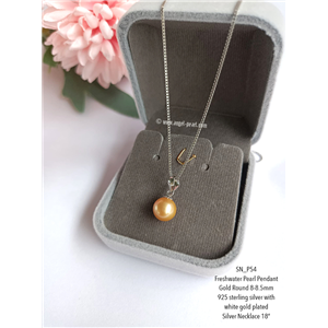 [SN_P54] Genuine Gold Freshwater Pearl Pendant Necklace 