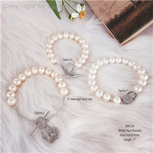 [BW130] Genuine White Freshwater Pearl Bracelet 