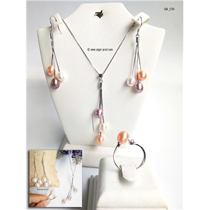 [SW_C94] Genuine White Freshwater Pearl Pendant Set