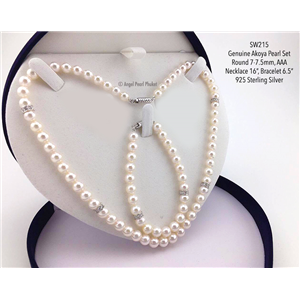 [SW215] Genuine White Akoya Pearl Set 