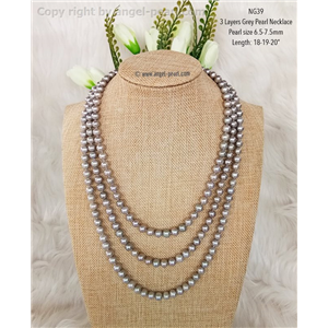 [NG39] Genuine Grey Freshwater Pearl Necklace