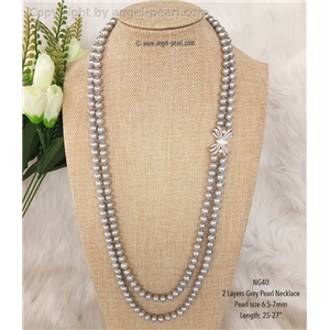 [NG40] Genuine Grey Freshwater Pearl Necklace