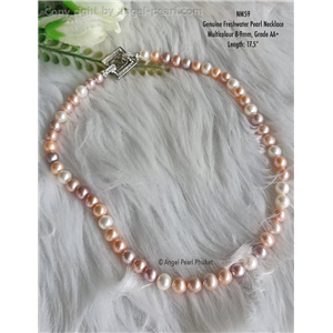 [NM59] สร้อยคอไข่มุกแท้ภูเก็ต สี Multicolour 8-9m, AA