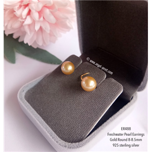 [ER488] Genuine Freshwater Gold Pearl Stud Earrings