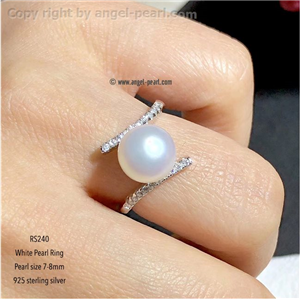 [RS240] Genuine White Freshwater Pearl Ring
