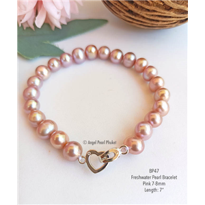 [BP47] Genuine Pink-Purple Freshwater Pearl Bracelet 