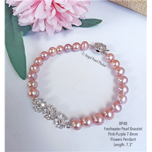 [BP48] Genuine Pink-Purple Freshwater Pearl Bracelet 