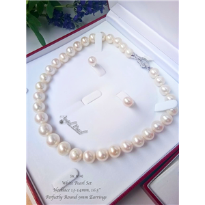 [SW_M140] Genuine White Freshwater Pearl Set