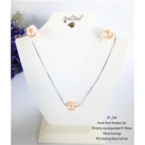 [SP_C06] Genuine Peach Freshwater Pearl Pendant Set