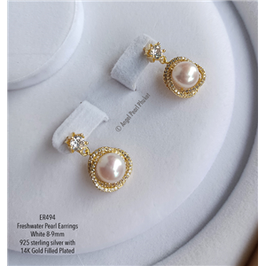 [ER494] Genuine Freshwater White Pearl Earrings