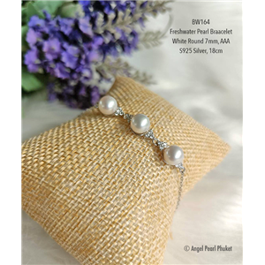 [BW164] Genuine White Freshwater Pearl Bracelet 