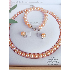 [SP_M64] Genuine Peach Freshwater Pearl Set