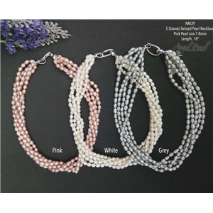 [NM39] Genuine 5 Strands Freshwater Pearl Necklace