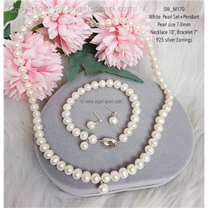 [SW_M170] Genuine White Freshwater Pearl Set with Pendant