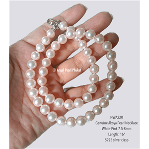 [NWA220] White -Pink Akoya Pearl Necklace