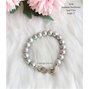 [BG38] Genuine Grey Freshwater Pearl Bracelet
