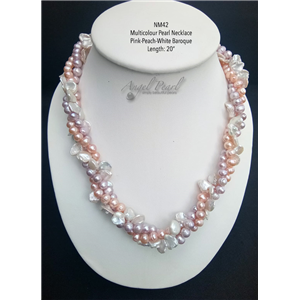 [NM42] Genuine Twisted Freshwater Pearl Necklace