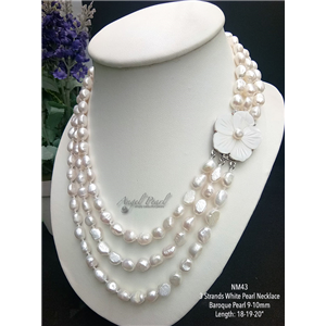 [NM43] Genuine Freshwater Baroque Pearl Necklace