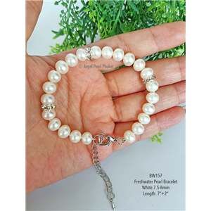[BW157] Genuine White Freshwater Pearl Bracelet 