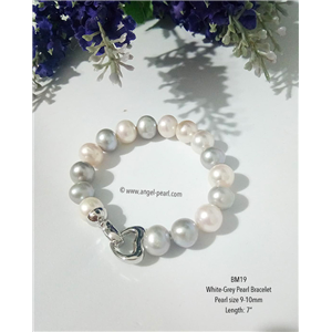 [BM19] White and Grey Freshwater Pearl Bracelet 