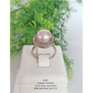 [RS281] Genuine Freshwater Grey Pearl Ring