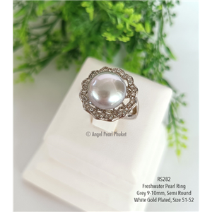 [RS282] Genuine Freshwater Grey Pearl Ring