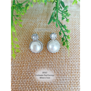 [ER507] Genuine Freshwater White Pearl Earrings
