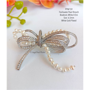 [PPW159] Genuine White Freshwater Pearl Brooch