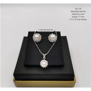 [SW_C78] Genuine White Akoya Pearl Pendant Set