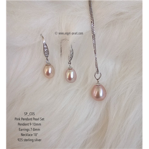 [SP_C05] Genuine Pink Freshwater Pearl Pendant Set
