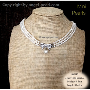 [NW193] Genuine Mini White Freshwater Pearl Necklace with Baroque Pendant
